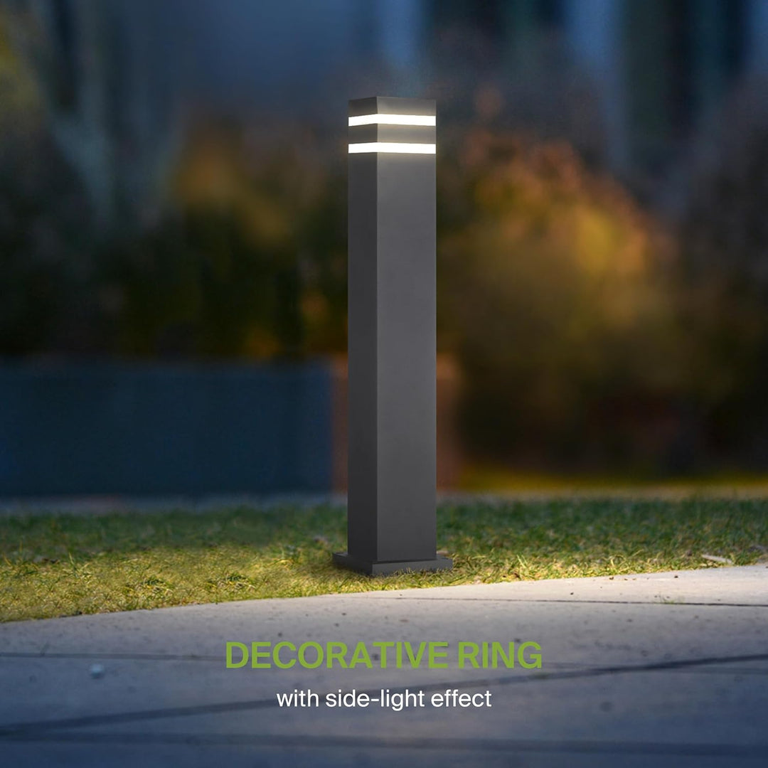 Outdoor Landscape Lighting LED 12V Low Voltage BPLA10 24" 120V Line Voltage E26 Socket Black Aluminum Square Bollard Path Light Outdoor Lighting