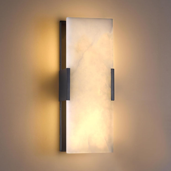 Outdoor Landscape Lighting LED 12V Low Voltage SCH12 Alabaster Marble 15" Indoor Wall Sconce Light Dimmable LED E12 Candelabra Base Socket Line Voltage 120V Rectangular