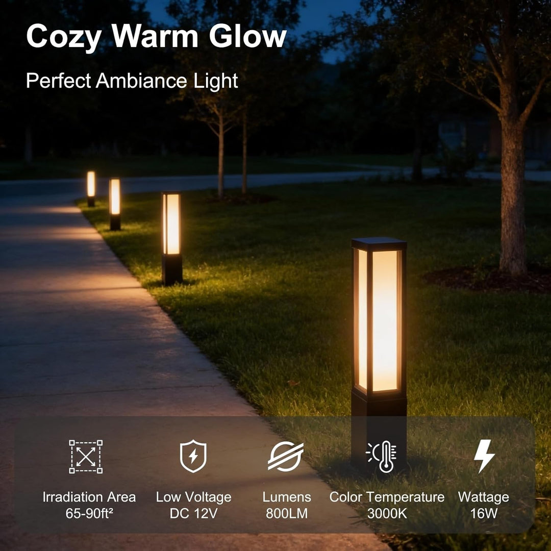 Outdoor Landscape Lighting LED 12V Low Voltage CPLA12 DC12V Low Voltage Integrated LED 3000K Outdoor Aluminum Bollard Path Light Bolted Mount Base IP65 Waterproof 26" 16W 800LM