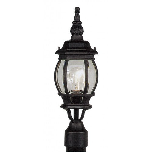 Outdoor Landscape Lighting LED 12V Low Voltage Frontenac Medium Base 1 Light Bulb Socket Small Outdoor Post Top Lantern 19.5" x 7" Aluminum and Clear Beveled Glass, Textured Black Finish 120V for Garden, Exterior Post - 7522-14