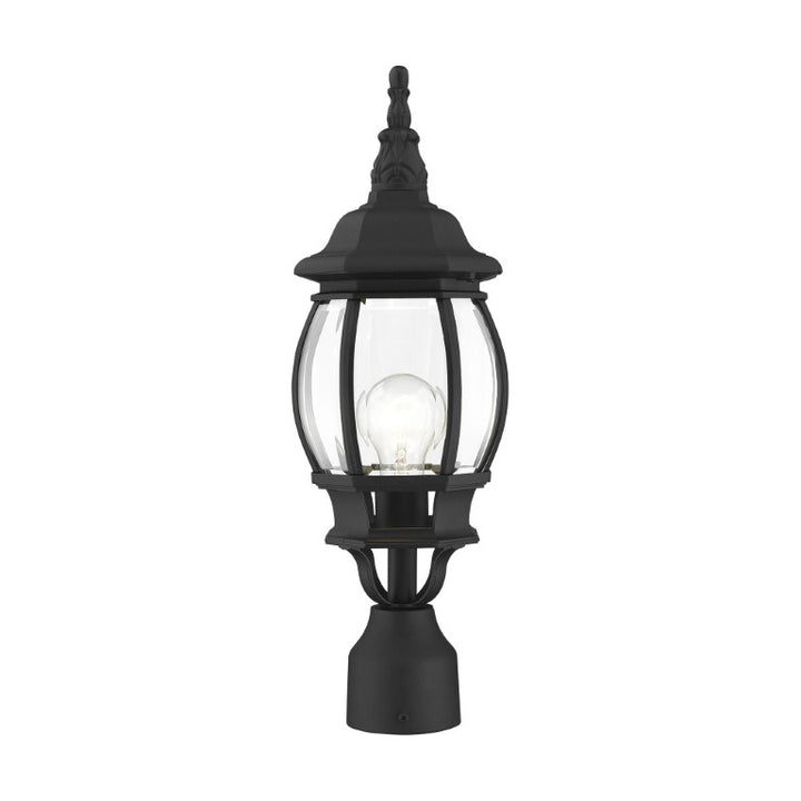 Outdoor Landscape Lighting LED 12V Low Voltage Frontenac Medium Base 1 Light Bulb Socket Small Outdoor Post Top Lantern 19.5" x 7" Aluminum and Clear Beveled Glass, Textured Black Finish 120V for Garden, Exterior Post - 7522-14