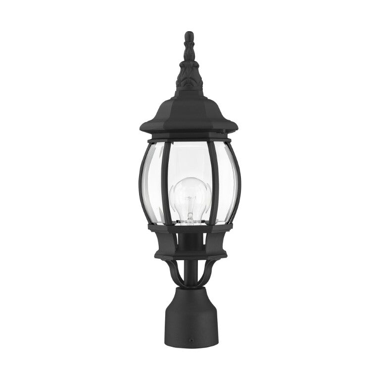 Outdoor Landscape Lighting LED 12V Low Voltage Frontenac Medium Base 1 Light Bulb Socket Small Outdoor Post Top Lantern 19.5" x 7" Aluminum and Clear Beveled Glass, Textured Black Finish 120V for Garden, Exterior Post - 7522-14