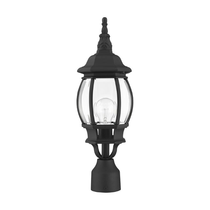 Outdoor Landscape Lighting LED 12V Low Voltage Frontenac Medium Base 1 Light Bulb Socket Small Outdoor Post Top Lantern 19.5" x 7" Aluminum and Clear Beveled Glass, Textured Black Finish 120V for Garden, Exterior Post - 7522-14