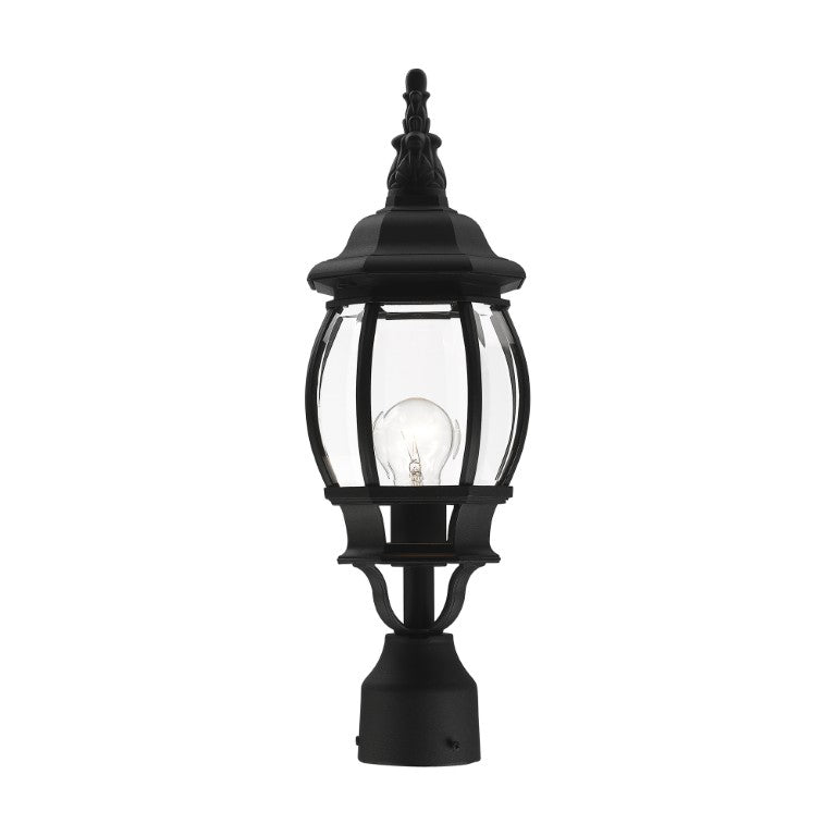Outdoor Landscape Lighting LED 12V Low Voltage Frontenac Medium Base 1 Light Bulb Socket Small Outdoor Post Top Lantern 19.5" x 7" Aluminum and Clear Beveled Glass, Textured Black Finish 120V for Garden, Exterior Post - 7522-14