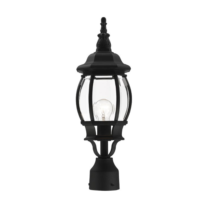 Outdoor Landscape Lighting LED 12V Low Voltage Frontenac Medium Base 1 Light Bulb Socket Small Outdoor Post Top Lantern 19.5" x 7" Aluminum and Clear Beveled Glass, Textured Black Finish 120V for Garden, Exterior Post - 7522-14