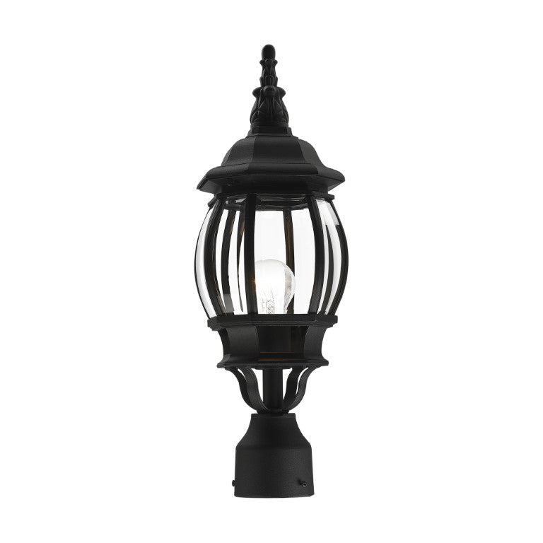 Outdoor Landscape Lighting LED 12V Low Voltage Frontenac Medium Base 1 Light Bulb Socket Small Outdoor Post Top Lantern 19.5" x 7" Aluminum and Clear Beveled Glass, Textured Black Finish 120V for Garden, Exterior Post - 7522-14