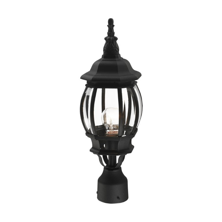 Outdoor Landscape Lighting LED 12V Low Voltage Frontenac Medium Base 1 Light Bulb Socket Small Outdoor Post Top Lantern 19.5" x 7" Aluminum and Clear Beveled Glass, Textured Black Finish 120V for Garden, Exterior Post - 7522-14