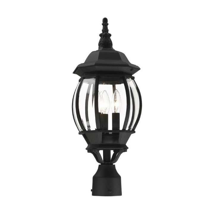 Outdoor Landscape Lighting LED 12V Low Voltage Frontenac Candelabra Base 3 Light Bulb Socket Medium Outdoor Post Top Lantern 21" x 8.5" Aluminum and Clear Beveled Glass, Textured Black Finish 120V for Garden, Exterior Post - 7526-14