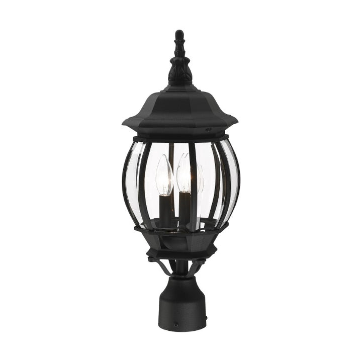 Outdoor Landscape Lighting LED 12V Low Voltage Frontenac Candelabra Base 3 Light Bulb Socket Medium Outdoor Post Top Lantern 21" x 8.5" Aluminum and Clear Beveled Glass, Textured Black Finish 120V for Garden, Exterior Post - 7526-14
