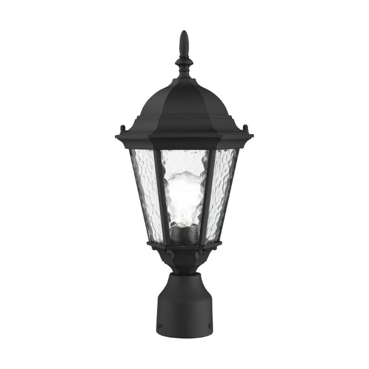 Outdoor Landscape Lighting LED 12V Low Voltage Hamilton Medium Base 1 Light Bulb Socket Small Outdoor Post Top Lantern 18" x 8" Cast Aluminum and Clear Water Glass, Textured Black Finish 120V for Garden, Exterior Post - 75464-14