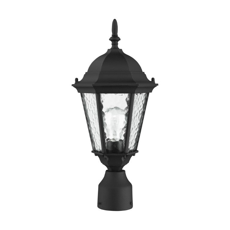 Outdoor Landscape Lighting LED 12V Low Voltage Hamilton Medium Base 1 Light Bulb Socket Small Outdoor Post Top Lantern 18" x 8" Cast Aluminum and Clear Water Glass, Textured Black Finish 120V for Garden, Exterior Post - 75464-14