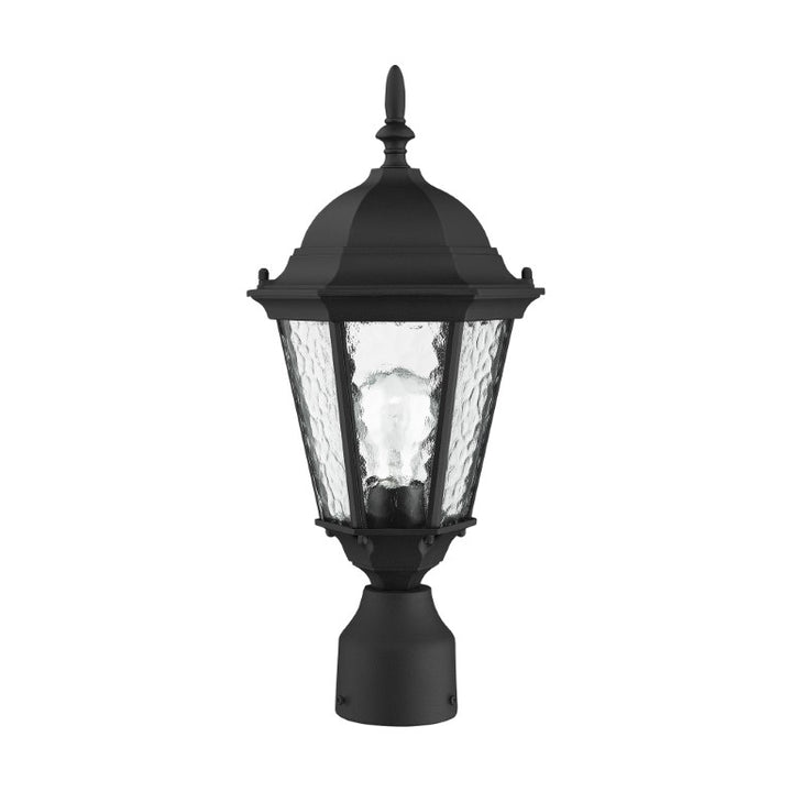 Outdoor Landscape Lighting LED 12V Low Voltage Hamilton Medium Base 1 Light Bulb Socket Small Outdoor Post Top Lantern 18" x 8" Cast Aluminum and Clear Water Glass, Textured Black Finish 120V for Garden, Exterior Post - 75464-14