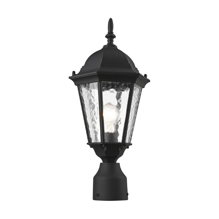 Outdoor Landscape Lighting LED 12V Low Voltage Hamilton Medium Base 1 Light Bulb Socket Small Outdoor Post Top Lantern 18" x 8" Cast Aluminum and Clear Water Glass, Textured Black Finish 120V for Garden, Exterior Post - 75464-14