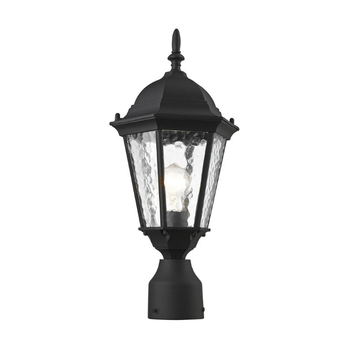 Outdoor Landscape Lighting LED 12V Low Voltage Hamilton Medium Base 1 Light Bulb Socket Small Outdoor Post Top Lantern 18" x 8" Cast Aluminum and Clear Water Glass, Textured Black Finish 120V for Garden, Exterior Post - 75464-14