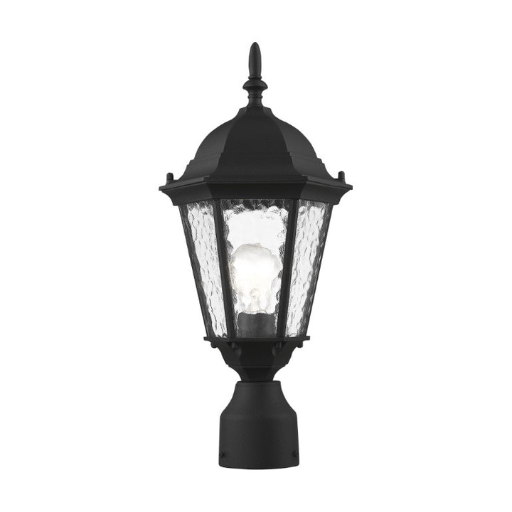 Outdoor Landscape Lighting LED 12V Low Voltage Hamilton Medium Base 1 Light Bulb Socket Small Outdoor Post Top Lantern 18" x 8" Cast Aluminum and Clear Water Glass, Textured Black Finish 120V for Garden, Exterior Post - 75464-14