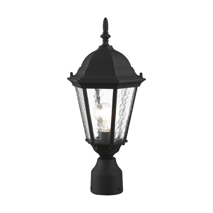 Outdoor Landscape Lighting LED 12V Low Voltage Hamilton Medium Base 1 Light Bulb Socket Small Outdoor Post Top Lantern 18" x 8" Cast Aluminum and Clear Water Glass, Textured Black Finish 120V for Garden, Exterior Post - 75464-14