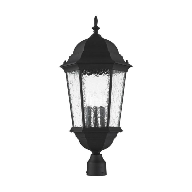 Outdoor Landscape Lighting LED 12V Low Voltage Hamilton Candelabra Base 3 Light Bulb Socket Large Outdoor Post Top Lantern 27" x 12.5" Cast Aluminum and Clear Water Glass, Textured Black Finish 120V for Garden, Exterior Post - 75474-14