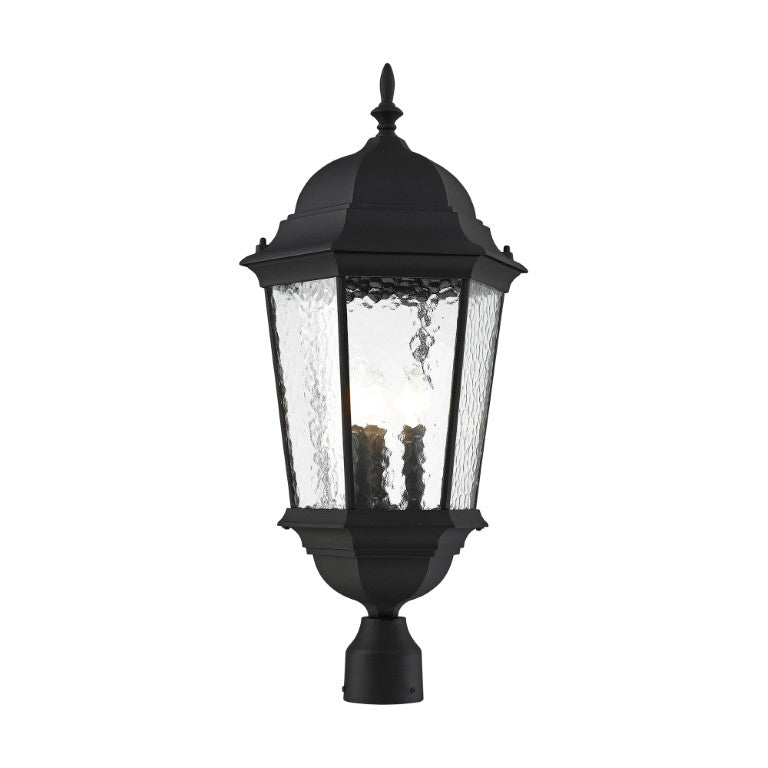 Outdoor Landscape Lighting LED 12V Low Voltage Hamilton Candelabra Base 3 Light Bulb Socket Large Outdoor Post Top Lantern 27" x 12.5" Cast Aluminum and Clear Water Glass, Textured Black Finish 120V for Garden, Exterior Post - 75474-14