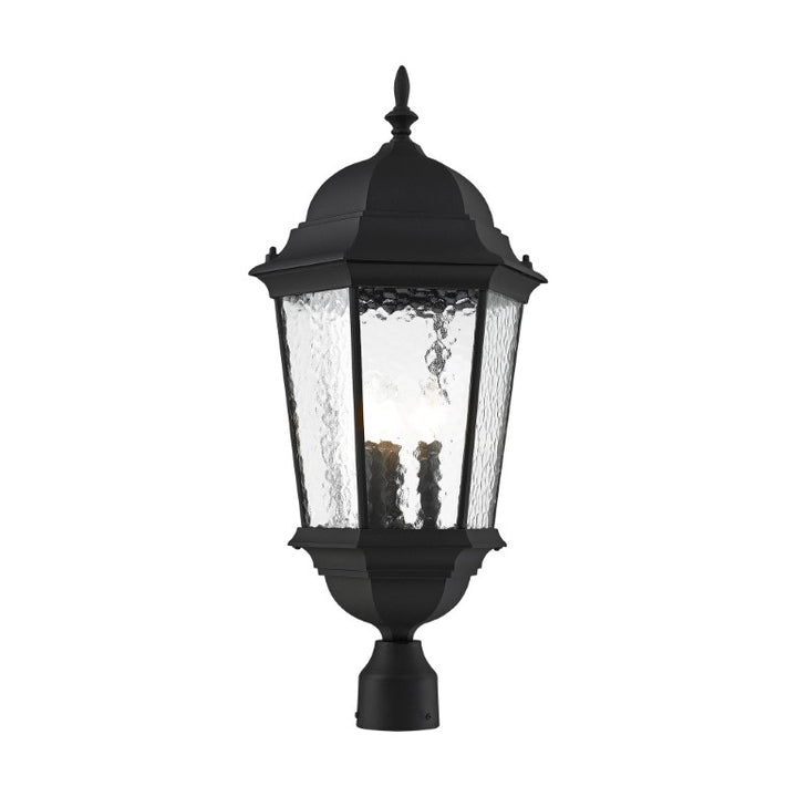 Outdoor Landscape Lighting LED 12V Low Voltage Hamilton Candelabra Base 3 Light Bulb Socket Large Outdoor Post Top Lantern 27" x 12.5" Cast Aluminum and Clear Water Glass, Textured Black Finish 120V for Garden, Exterior Post - 75474-14