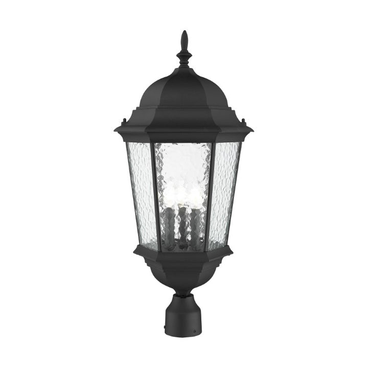 Outdoor Landscape Lighting LED 12V Low Voltage Hamilton Candelabra Base 3 Light Bulb Socket Large Outdoor Post Top Lantern 27" x 12.5" Cast Aluminum and Clear Water Glass, Textured Black Finish 120V for Garden, Exterior Post - 75474-14
