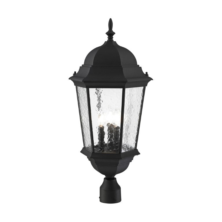 Outdoor Landscape Lighting LED 12V Low Voltage Hamilton Candelabra Base 3 Light Bulb Socket Large Outdoor Post Top Lantern 27" x 12.5" Cast Aluminum and Clear Water Glass, Textured Black Finish 120V for Garden, Exterior Post - 75474-14