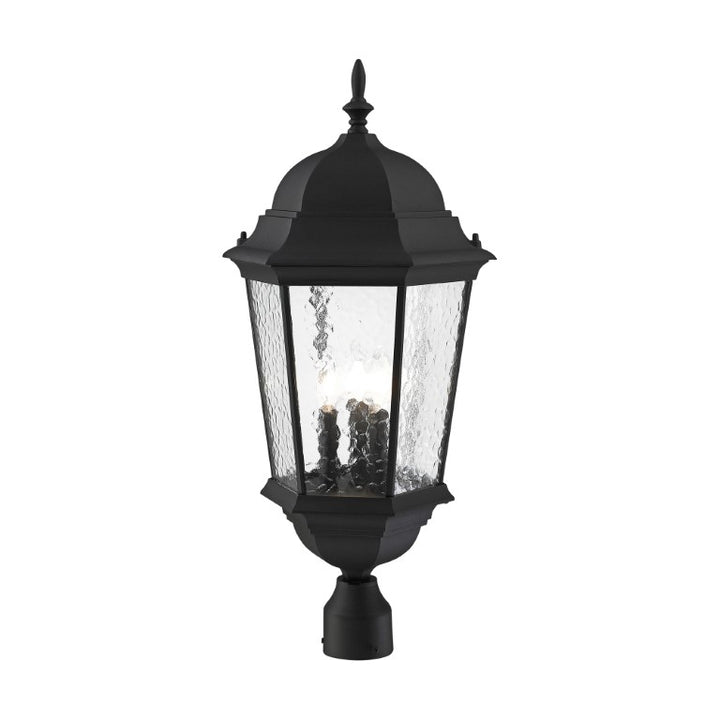 Outdoor Landscape Lighting LED 12V Low Voltage Hamilton Candelabra Base 3 Light Bulb Socket Large Outdoor Post Top Lantern 27" x 12.5" Cast Aluminum and Clear Water Glass, Textured Black Finish 120V for Garden, Exterior Post - 75474-14