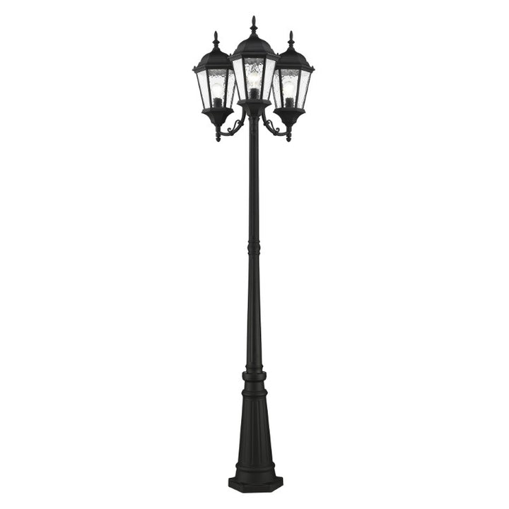 Outdoor Landscape Lighting LED 12V Low Voltage Hamilton Medium Base 3 Light Bulb Socket Outdoor 3 Head Post 86" x 24.5" Cast Aluminum and Clear Water Glass, Textured Black Finish 120V for Garden, Exterior Post - 75478-14