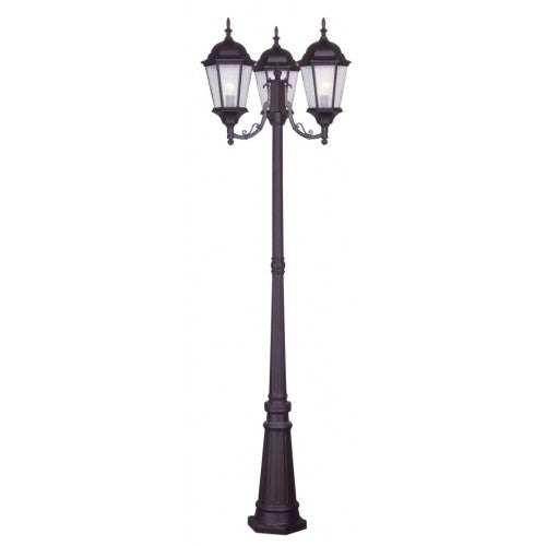 Outdoor Landscape Lighting LED 12V Low Voltage Hamilton Medium Base 3 Light Bulb Socket Outdoor 3 Head Post 86" x 24.5" Cast Aluminum and Clear Water Glass, Bronze Finish 120V for Garden, Exterior Post - 7553-07