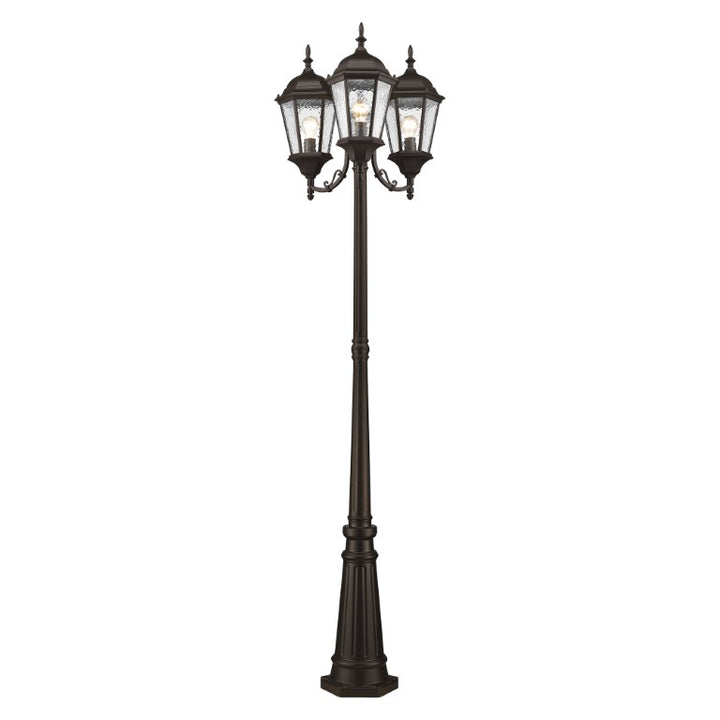 Outdoor Landscape Lighting LED 12V Low Voltage Hamilton Medium Base 3 Light Bulb Socket Outdoor 3 Head Post 86" x 24.5" Cast Aluminum and Clear Water Glass, Bronze Finish 120V for Garden, Exterior Post - 7553-07