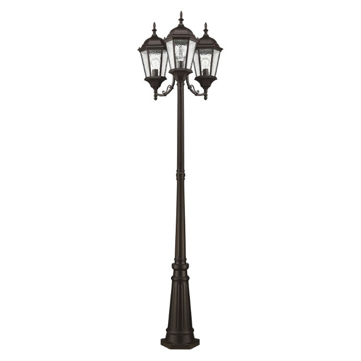 Outdoor Landscape Lighting LED 12V Low Voltage Hamilton Medium Base 3 Light Bulb Socket Outdoor 3 Head Post 86" x 24.5" Cast Aluminum and Clear Water Glass, Bronze Finish 120V for Garden, Exterior Post - 7553-07