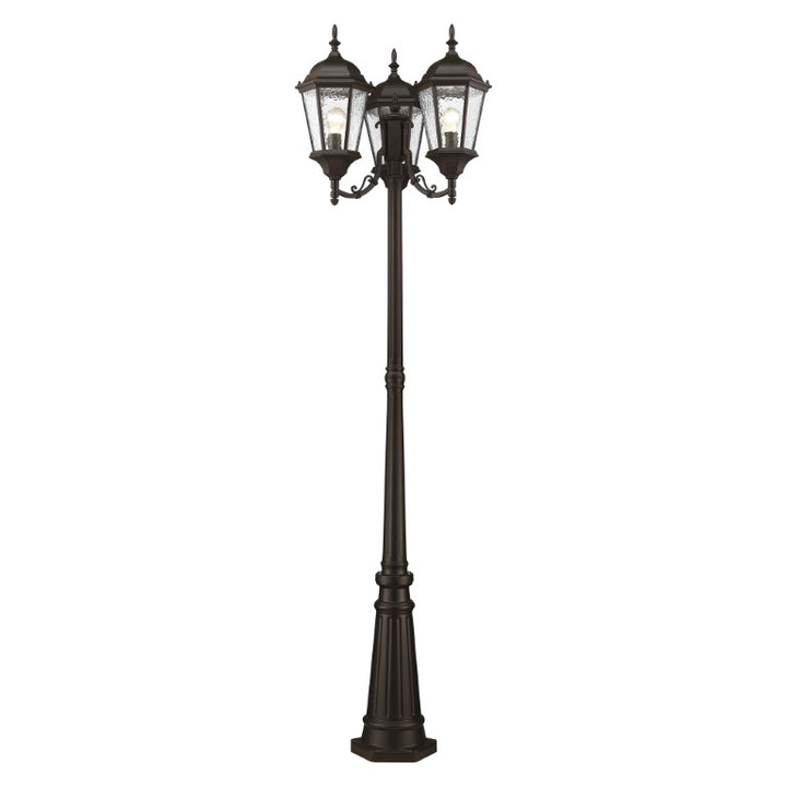 Outdoor Landscape Lighting LED 12V Low Voltage Hamilton Medium Base 3 Light Bulb Socket Outdoor 3 Head Post 86" x 24.5" Cast Aluminum and Clear Water Glass, Bronze Finish 120V for Garden, Exterior Post - 7553-07