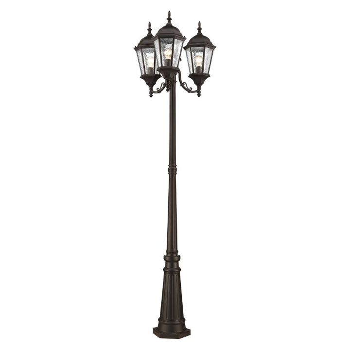 Outdoor Landscape Lighting LED 12V Low Voltage Hamilton Medium Base 3 Light Bulb Socket Outdoor 3 Head Post 86" x 24.5" Cast Aluminum and Clear Water Glass, Bronze Finish 120V for Garden, Exterior Post - 7553-07