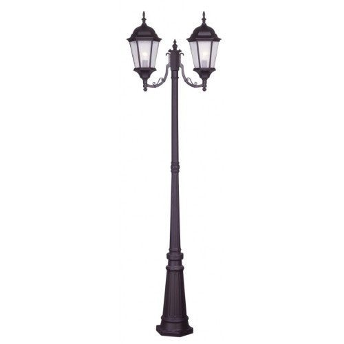 Outdoor Landscape Lighting LED 12V Low Voltage Hamilton Medium Base 2 Light Bulb Socket Outdoor 2 Head Post 24.5" x 9.5" x 86" Cast Aluminum and Clear Water Glass, Bronze Finish 120V for Garden, Exterior Post - 7554-07