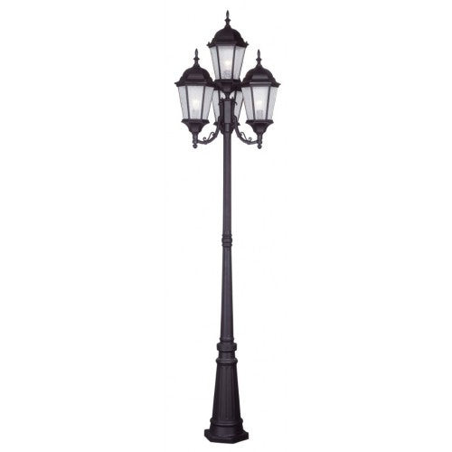 Outdoor Landscape Lighting LED 12V Low Voltage Hamilton Medium Base 4 Light Bulb Socket Outdoor 4 Head Post 24.5" x 95" Cast Aluminum and Clear Water Glass, Bronze Finish 120V for Garden, Exterior Post - 7557-07