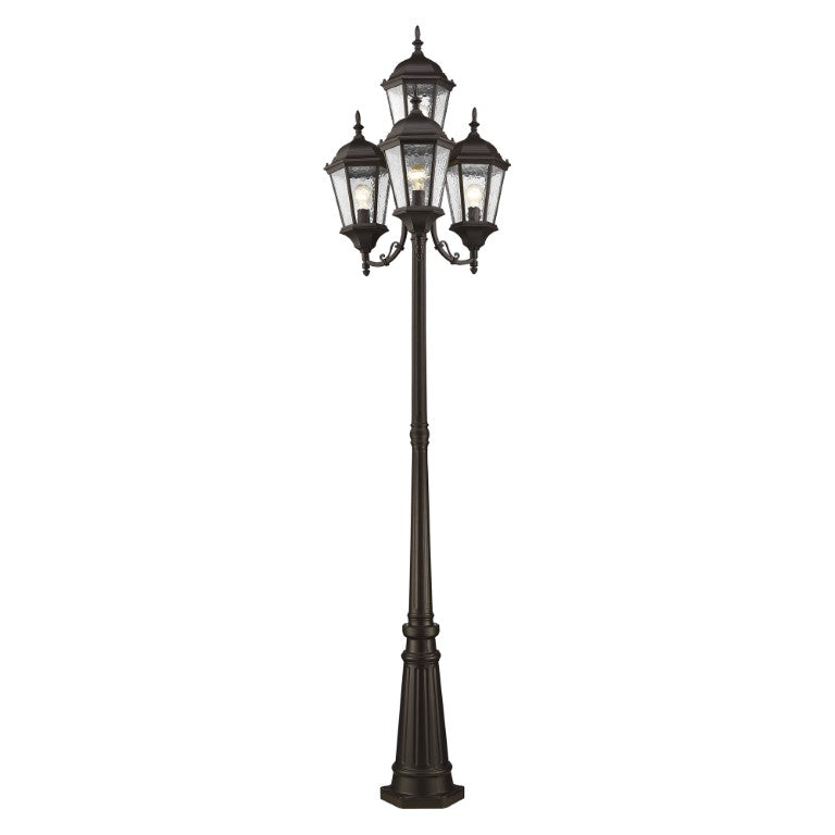 Outdoor Landscape Lighting LED 12V Low Voltage Hamilton Medium Base 4 Light Bulb Socket Outdoor 4 Head Post 24.5" x 95" Cast Aluminum and Clear Water Glass, Bronze Finish 120V for Garden, Exterior Post - 7557-07
