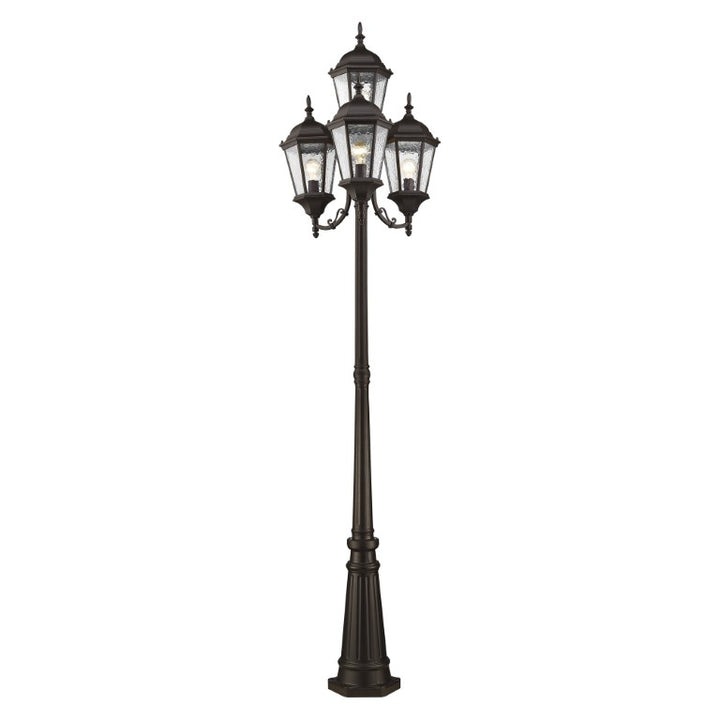 Outdoor Landscape Lighting LED 12V Low Voltage Hamilton Medium Base 4 Light Bulb Socket Outdoor 4 Head Post 24.5" x 95" Cast Aluminum and Clear Water Glass, Bronze Finish 120V for Garden, Exterior Post - 7557-07