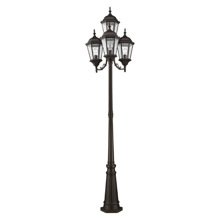 Outdoor Landscape Lighting LED 12V Low Voltage Hamilton Medium Base 4 Light Bulb Socket Outdoor 4 Head Post 24.5" x 95" Cast Aluminum and Clear Water Glass, Bronze Finish 120V for Garden, Exterior Post - 7557-07