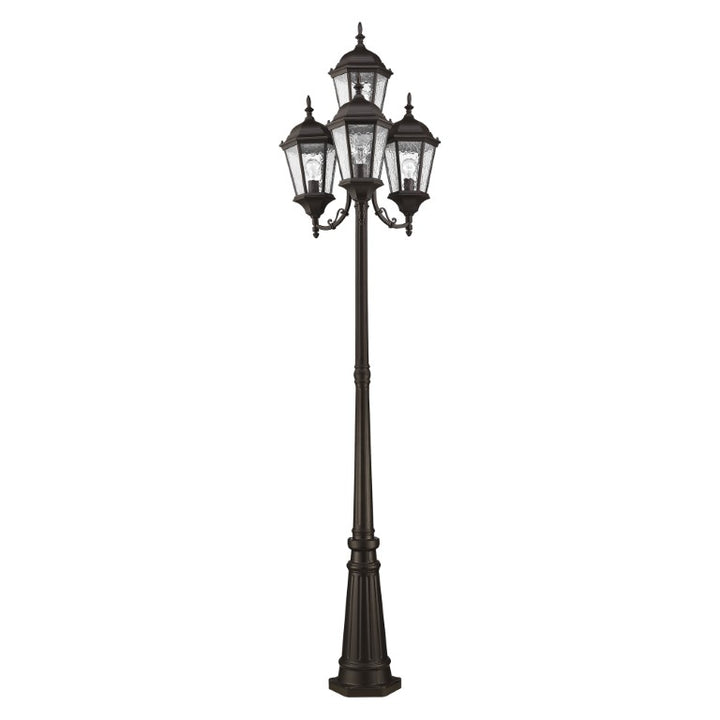 Outdoor Landscape Lighting LED 12V Low Voltage Hamilton Medium Base 4 Light Bulb Socket Outdoor 4 Head Post 24.5" x 95" Cast Aluminum and Clear Water Glass, Bronze Finish 120V for Garden, Exterior Post - 7557-07