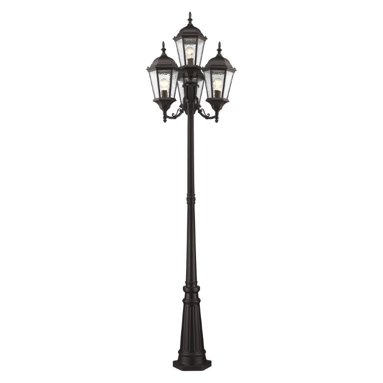 Outdoor Landscape Lighting LED 12V Low Voltage Hamilton Medium Base 4 Light Bulb Socket Outdoor 4 Head Post 24.5" x 95" Cast Aluminum and Clear Water Glass, Bronze Finish 120V for Garden, Exterior Post - 7557-07