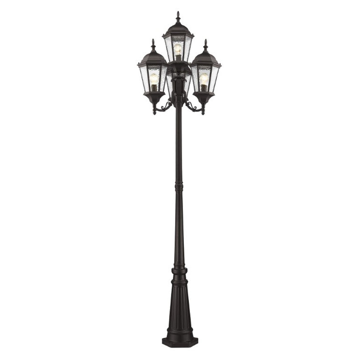 Outdoor Landscape Lighting LED 12V Low Voltage Hamilton Medium Base 4 Light Bulb Socket Outdoor 4 Head Post 24.5" x 95" Cast Aluminum and Clear Water Glass, Bronze Finish 120V for Garden, Exterior Post - 7557-07