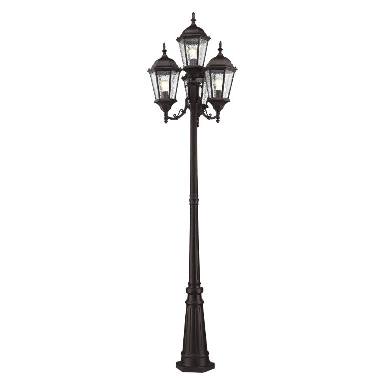 Outdoor Landscape Lighting LED 12V Low Voltage Hamilton Medium Base 4 Light Bulb Socket Outdoor 4 Head Post 24.5" x 95" Cast Aluminum and Clear Water Glass, Bronze Finish 120V for Garden, Exterior Post - 7557-07