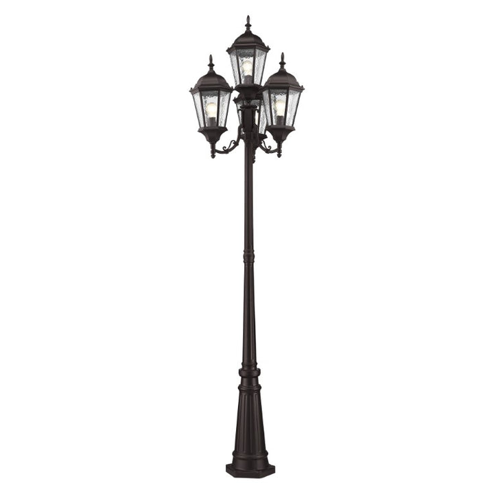 Outdoor Landscape Lighting LED 12V Low Voltage Hamilton Medium Base 4 Light Bulb Socket Outdoor 4 Head Post 24.5" x 95" Cast Aluminum and Clear Water Glass, Bronze Finish 120V for Garden, Exterior Post - 7557-07