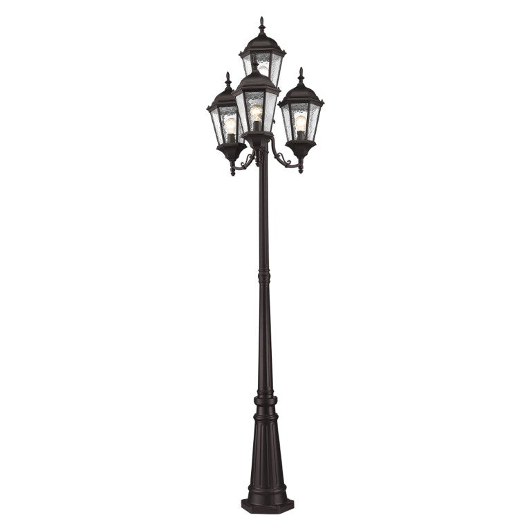 Outdoor Landscape Lighting LED 12V Low Voltage Hamilton Medium Base 4 Light Bulb Socket Outdoor 4 Head Post 24.5" x 95" Cast Aluminum and Clear Water Glass, Bronze Finish 120V for Garden, Exterior Post - 7557-07