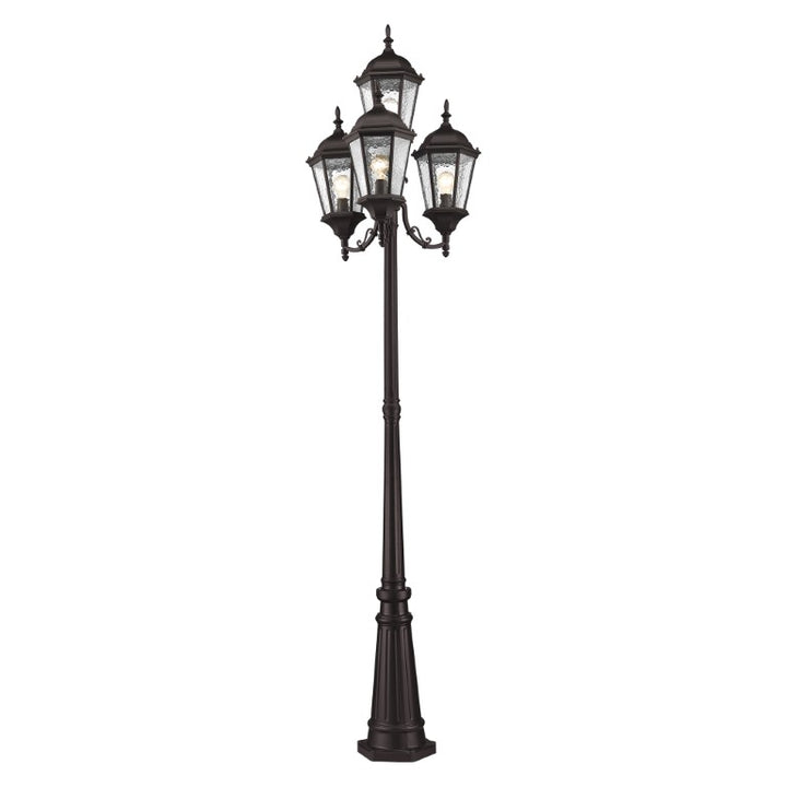 Outdoor Landscape Lighting LED 12V Low Voltage Hamilton Medium Base 4 Light Bulb Socket Outdoor 4 Head Post 24.5" x 95" Cast Aluminum and Clear Water Glass, Bronze Finish 120V for Garden, Exterior Post - 7557-07