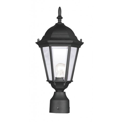 Outdoor Landscape Lighting LED 12V Low Voltage Hamilton Medium Base 1 Light Bulb Socket Small Outdoor Post Top Lantern 18" x 8" Aluminum and Clear Beveled Glass, Textured Black Finish 120V for Garden, Exterior Post - 7558-14