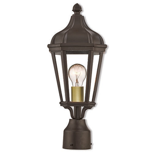 Outdoor Landscape Lighting LED 12V Low Voltage Morgan Medium Base 1 Light Bulb Socket Small Outdoor Post Top Lantern 17.75" x 7" Cast Aluminum and Clear Glass, Bronze Finish 120V for Garden, Exterior Post - 76184-07