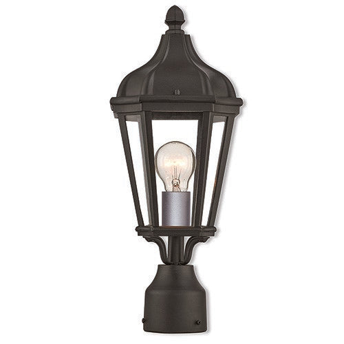 Outdoor Landscape Lighting LED 12V Low Voltage Morgan Medium Base 1 Light Bulb Socket Small Outdoor Post Top Lantern 17.75" x 7" Cast Aluminum and Clear Glass, Textured Black Finish 120V for Garden, Exterior Post - 76184-14