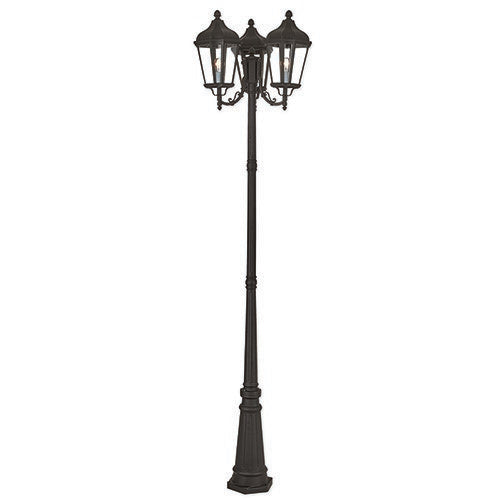 Outdoor Landscape Lighting LED 12V Low Voltage Morgan Medium Base 3 Light Bulb Socket Outdoor 3 Head Post 100" x 25.5" Cast Aluminum and Clear Glass, Textured Black Finish 120V for Garden, Exterior Post - 76198-14