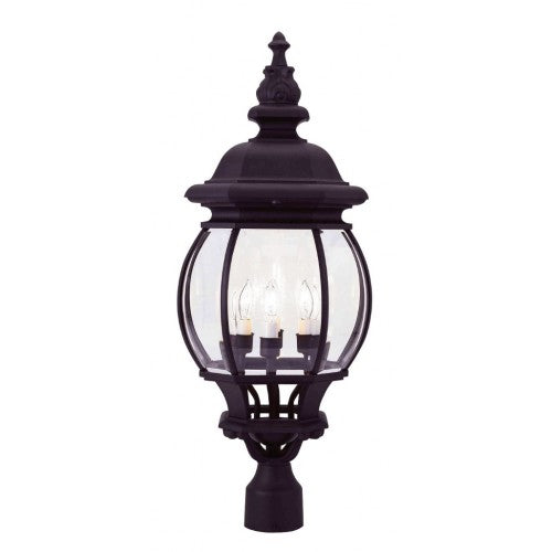 Outdoor Landscape Lighting LED 12V Low Voltage Frontenac Candelabra Base 4 Light Bulb Socket Large Outdoor Post Top Lantern 26.5" x 11.5" Aluminum and Clear Beveled Glass, Textured Black Finish 120V for Garden, Exterior Post - 7703-14