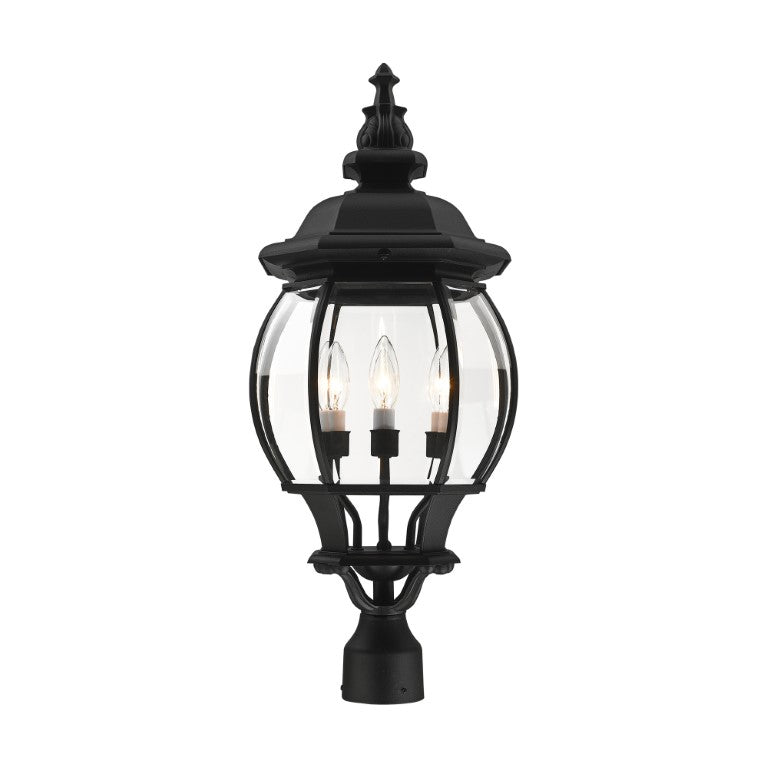 Outdoor Landscape Lighting LED 12V Low Voltage Frontenac Candelabra Base 4 Light Bulb Socket Large Outdoor Post Top Lantern 26.5" x 11.5" Aluminum and Clear Beveled Glass, Textured Black Finish 120V for Garden, Exterior Post - 7703-14